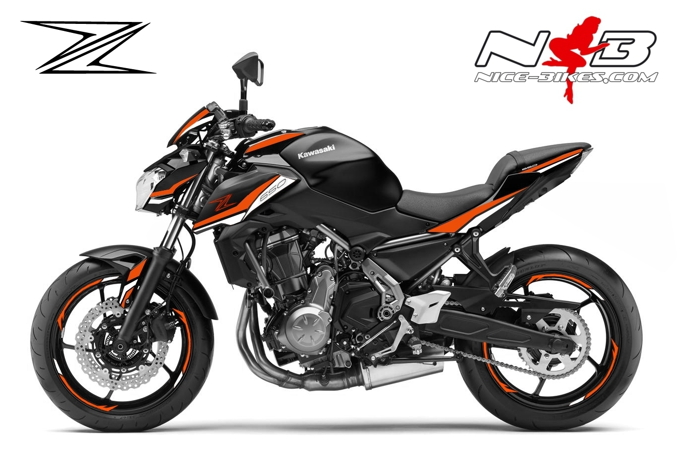 Z650 schwarz / Foliendekor orange-weiß