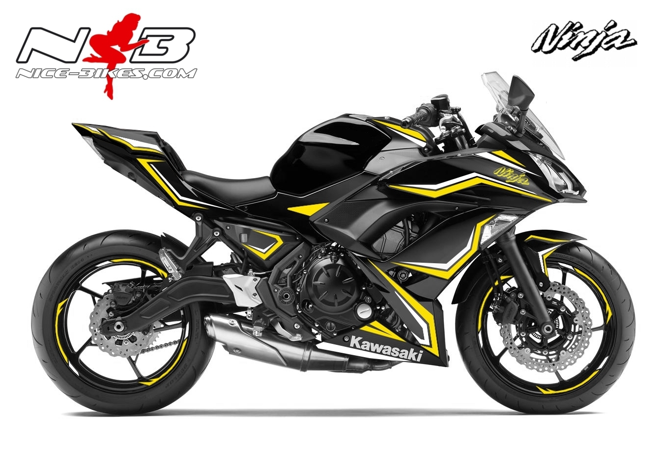 Ninja 650 schwarz Foliendekor gelb/weiß