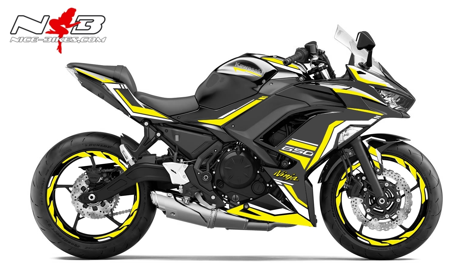 Foliendekor Ninja 650 Hornet Yellow 2022