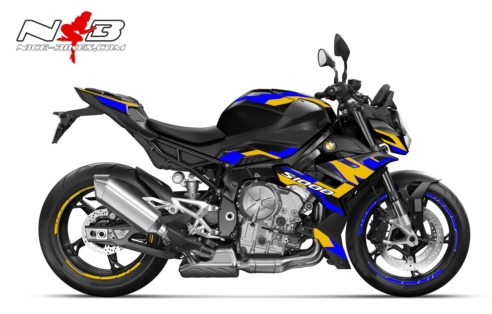 Foliendesign BMW S1000R (Bj. 2023) Racing Blue/ Olympic Gold