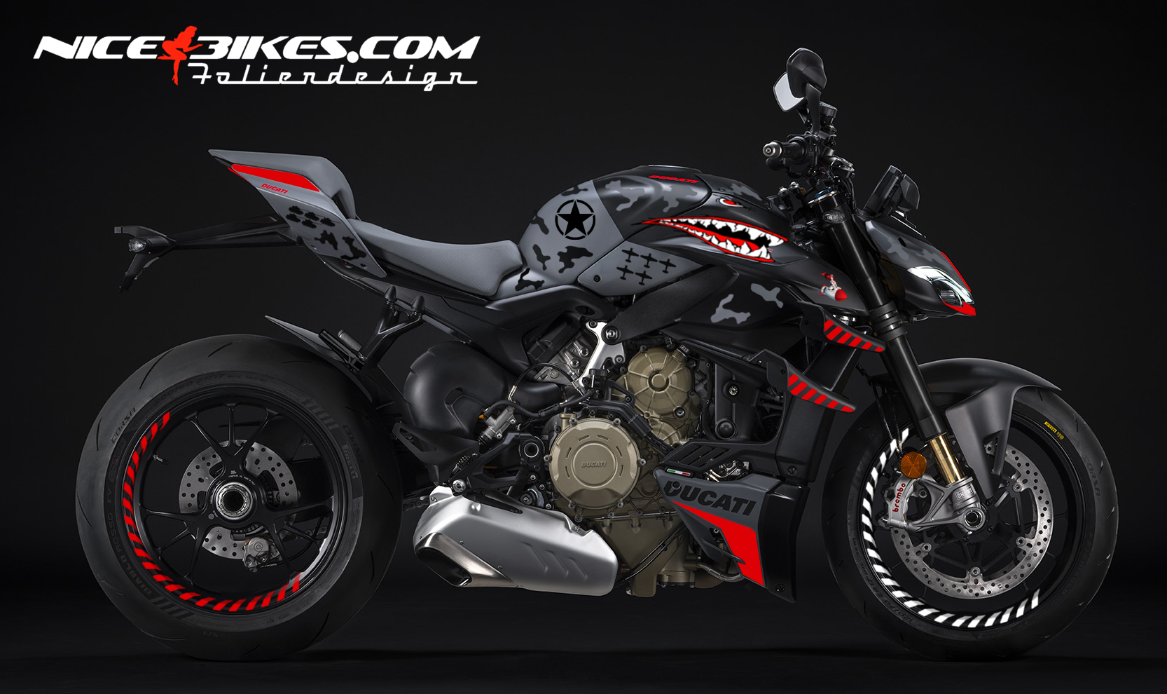 Foliendesign Ducati Streetfighter V4 Extrem Fighter Racing Red 2023