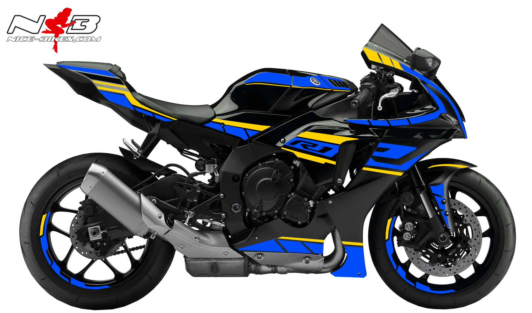 Foliendesign R1 Bj. 2020-22 Racing Blue -Neon Yellow